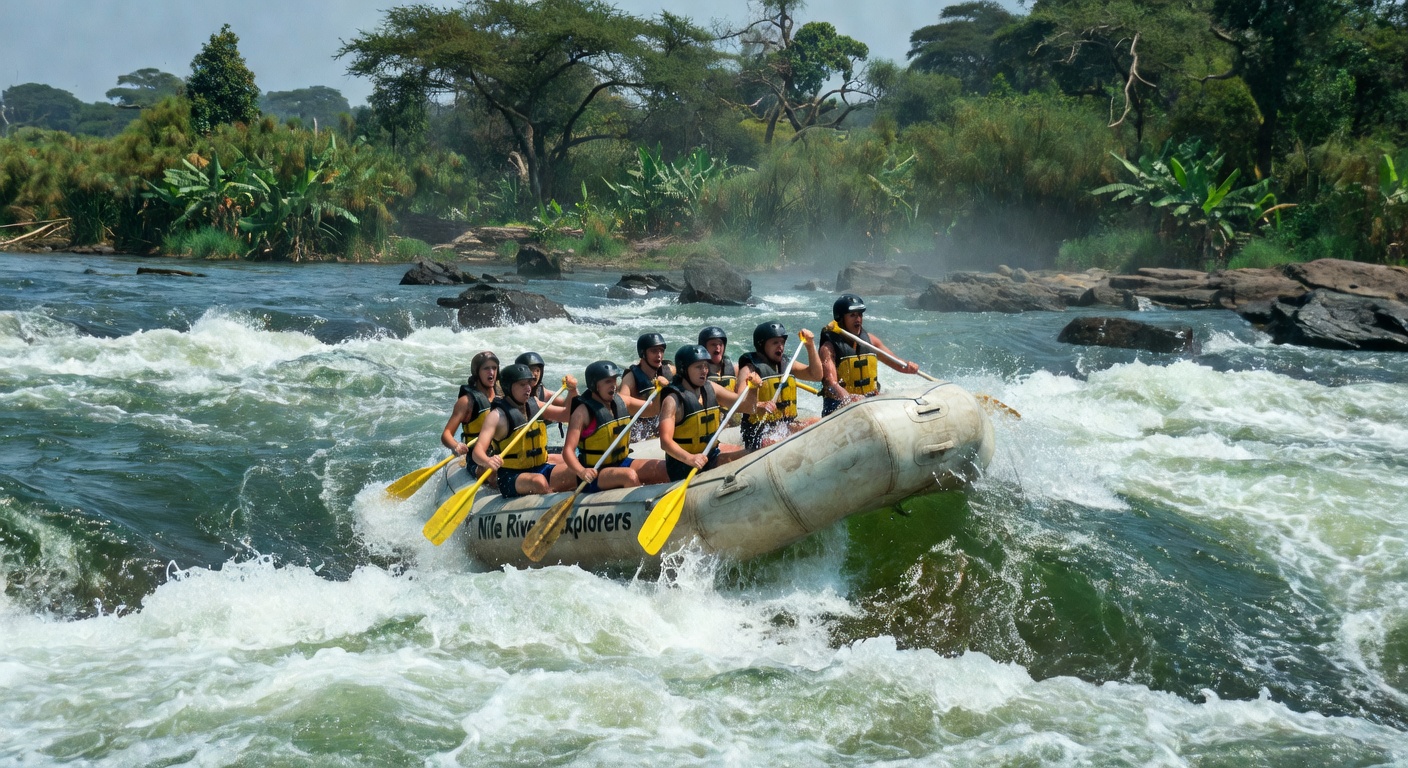 White water rafting on the Nile River at Jinja Uganda