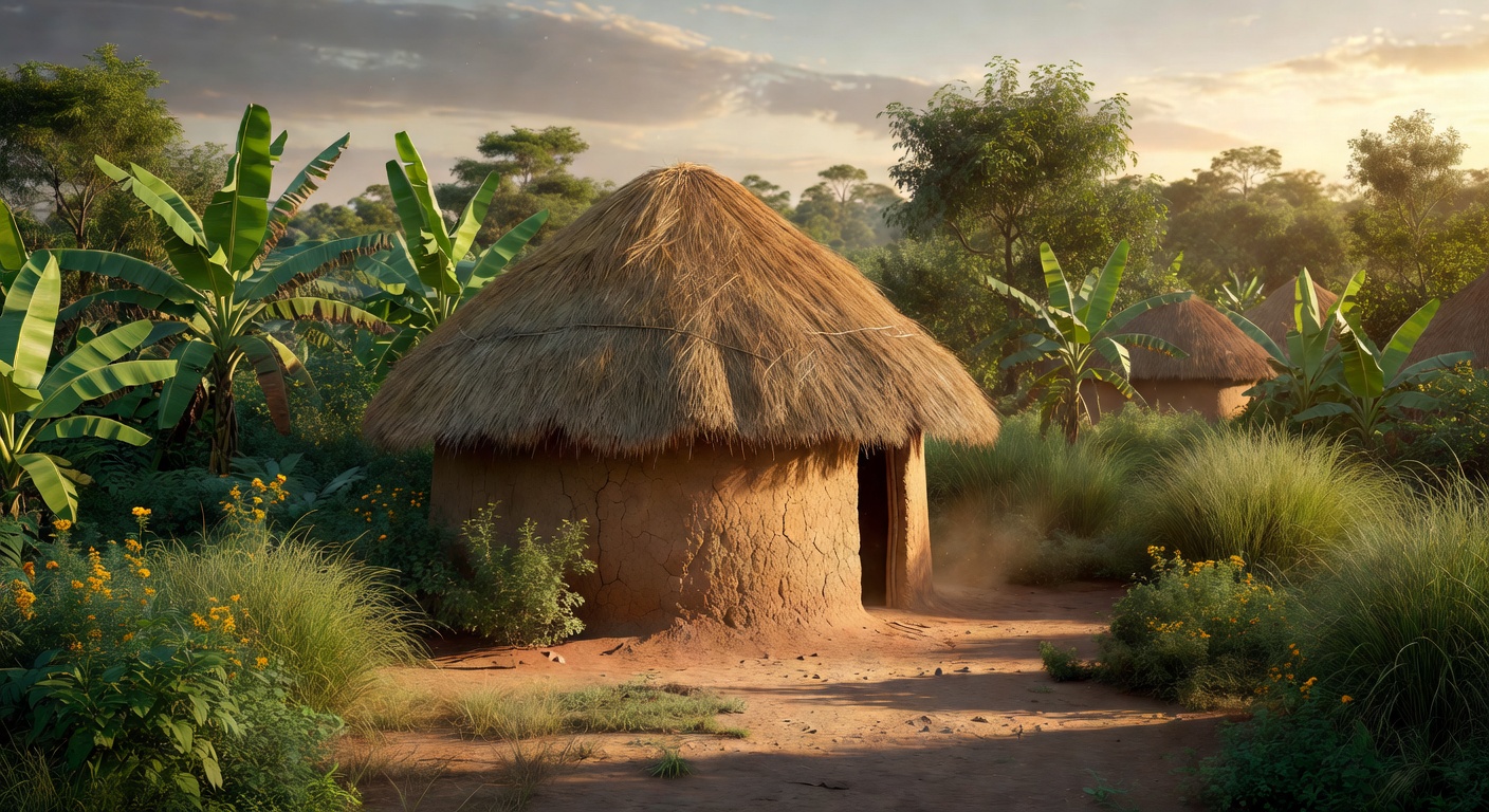 Traditional Ugandan homestead in the countryside
